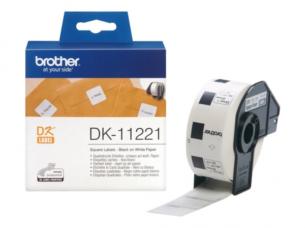 Brother P-Touch DK-11221 23mm x 23mm Einzeletiketten schwarz auf weiß