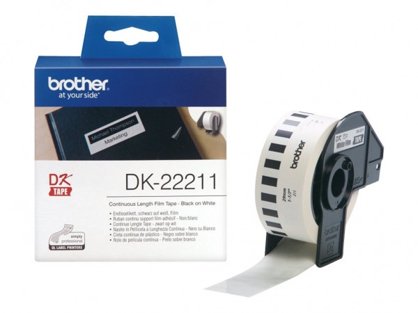Brother P-Touch DK-22211 29mm x 15.24m Endlosetiketten schwarz auf weiß