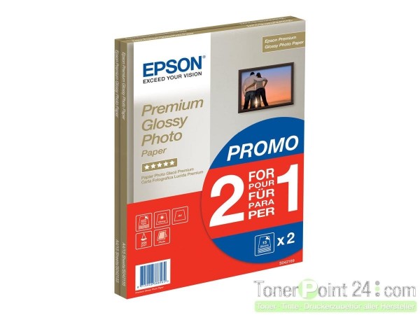 EPSON S042169 Premium glänzend Fotopapier inkjet 255g/m² A4 2x15 Blatt 1er-Pack BOGOF