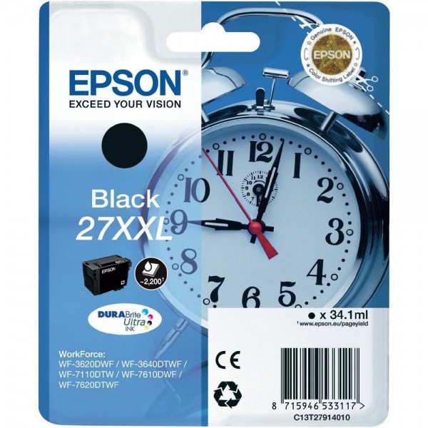 Epson Tintenpatrone 27XXL Black WorkForce WF-3620DWF WF-3640DTWF 7710dwf