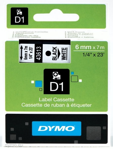 Dymo Schriftband 6mm x 7m schwarz auf weiss S0720780