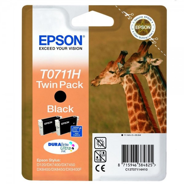 Epson Tintenpatrone T0711H Black Doppelpack für Stylus D120 DX7400 DX7450