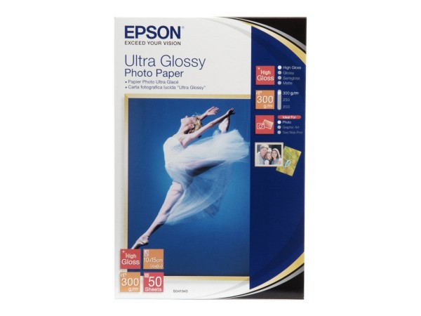 EPSON S041943 Ultra glänzend Fotopapier inkjet 300g/m²100x150mm 50 Blatt 1er-Pack