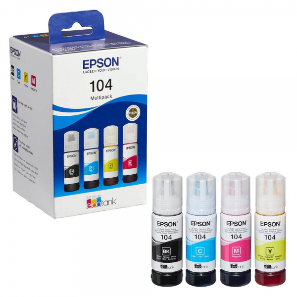 Epson Tinte 104 Multipack T00P640 EcoTank ET-2710 ET-2711 ET-2712 ET-2714