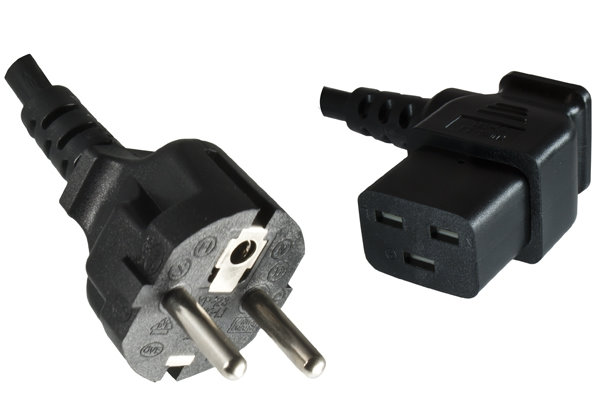 Kaltgeräte Netzkabel Stromkabel CEE 7/7 Schutzkontaktstecker auf C19 für 16A gewinkelt