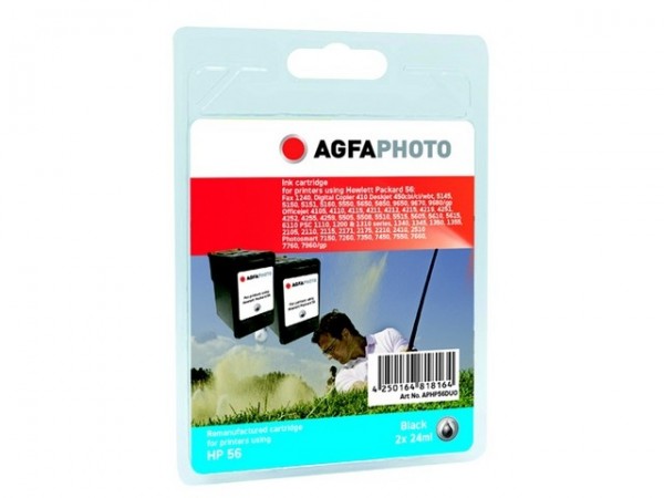 AGFAPHOTO HP56 Doppelpack DJ5550 Tinte Black