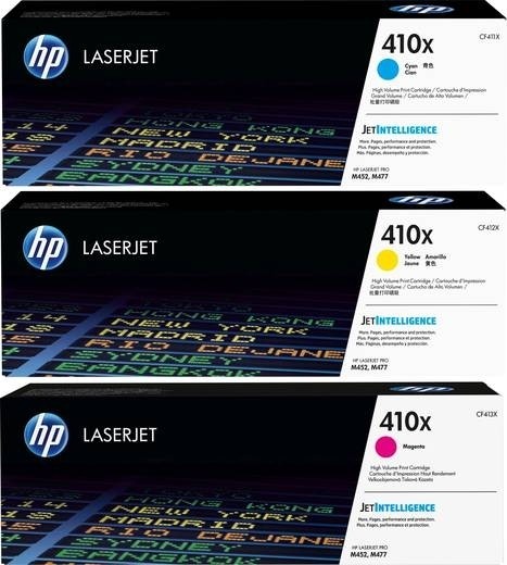 HP 410X Toner 3-Pack Cyan Magenta Yellow CF252XM LaserJet Pro M452 HP LaserJet Pro M477