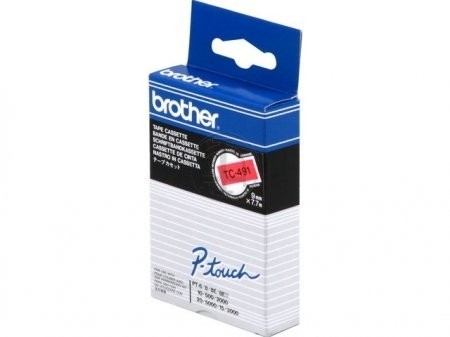 Brother TC491 P-TOUCH 9mm Schwarz auf Rot 7,7m laminated Brother P-Touch PT-2000 PT-3000 PT-500 PT-