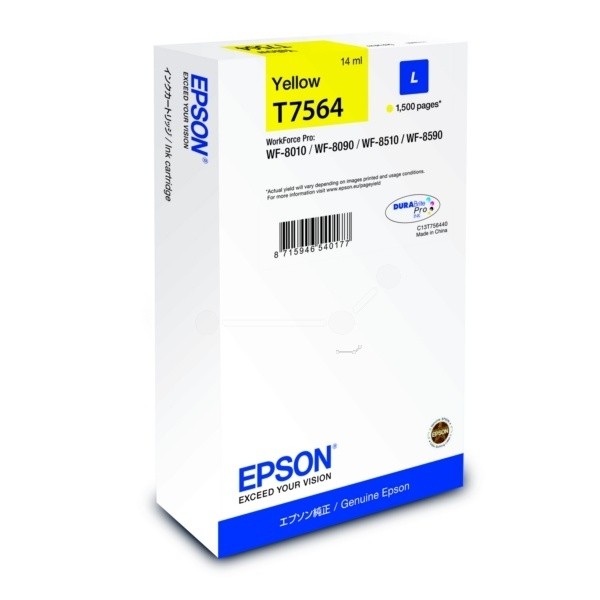 Epson T7564 Tinte Yellow WorkForce Pro WF-8010DW WF-8090 WF-8510DWF