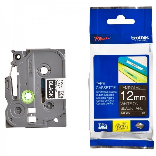 Brother TZE335 PTouch weiß auf schwarz 12mm