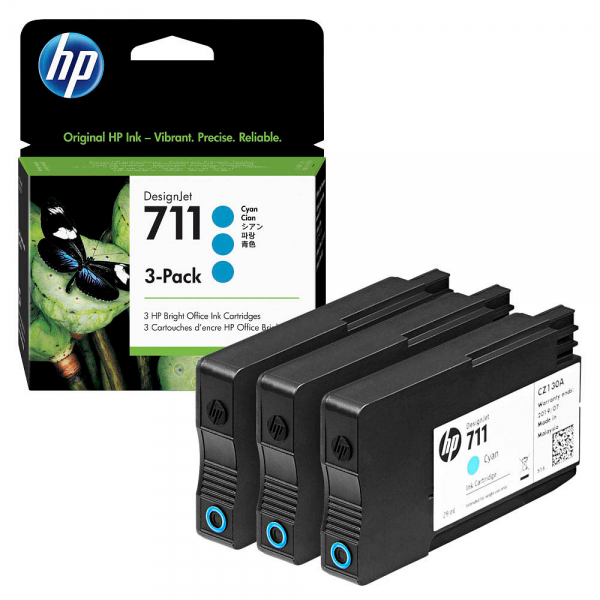 HP 711 Tinte Cyan CZ134A Standardkapazität 3er-Pack T120 ePrinter T520