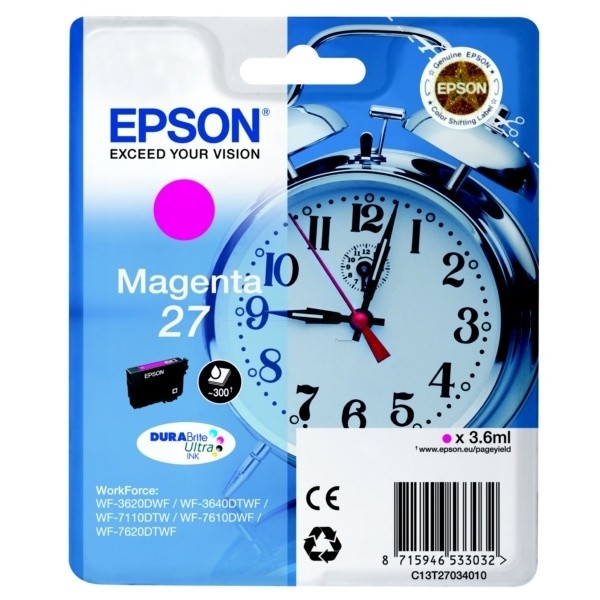 Epson Tinte 27 Magenta WorkForce WF-3620DWF WF-3640DTWF WF-7620 WF-7710 WF-7720