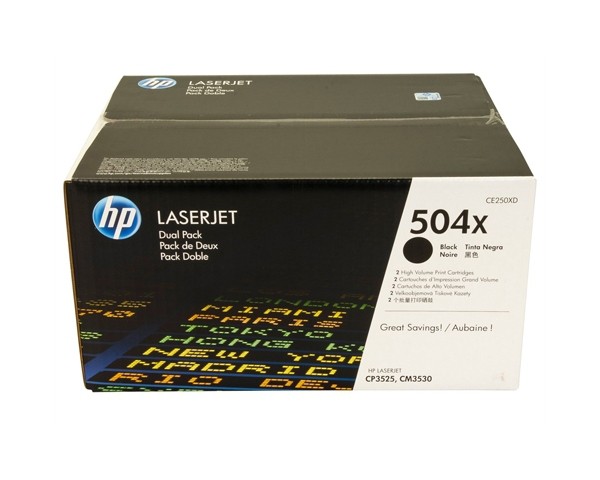 HP 504XD Toner Black für Color LaserJet CP3525 CM3530 Doppelpack CE250XD