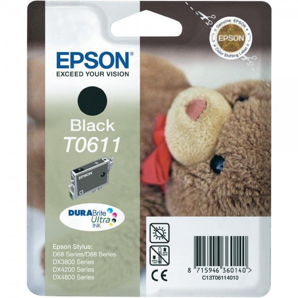 Epson Tintenpatrone T0611 Black für Stylus D68 D88 DX3800