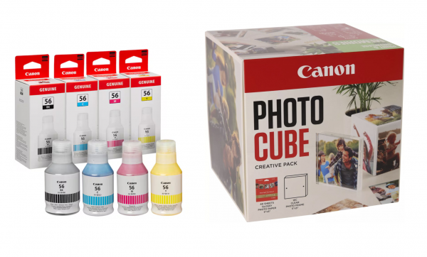 Canon GI-56 Multipack mit allen Tinten + Photo Cube GRATIS für Maxify GX3050 GX5050 GX6040