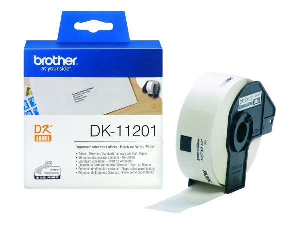 Brother P-Touch DK-11201 29mm x 90mm Einzeletiketten schwarz auf weiß