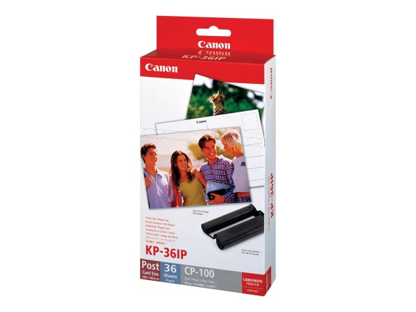 Canon KP-36IP Fotopapier 100x148mm 36 Blatt +Tintenkassette für Selphy CP Rückseite Postkartenformat