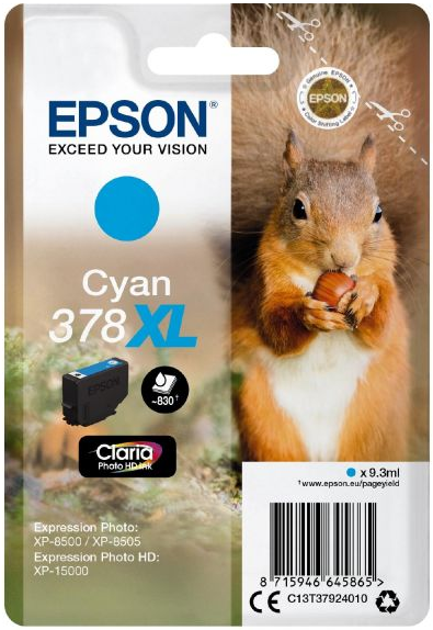 Epson T378 Tinte Cyan XL Expression Photo XP-8500 XP-8505 C13T37924010