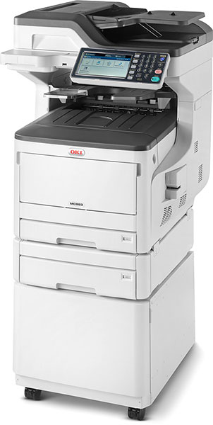 OKI MC883dnct A3 Multifunktionsdrucker Farbe incl. 1 Papierfach + Unterschrank 09006108