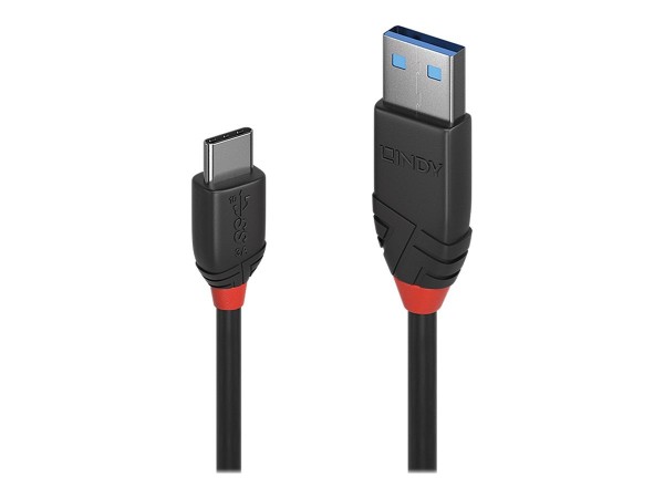 LINDY 0,5m USB 3.1 Typ A an C Kabel 3A Black Line USB Typ-C-Kabel