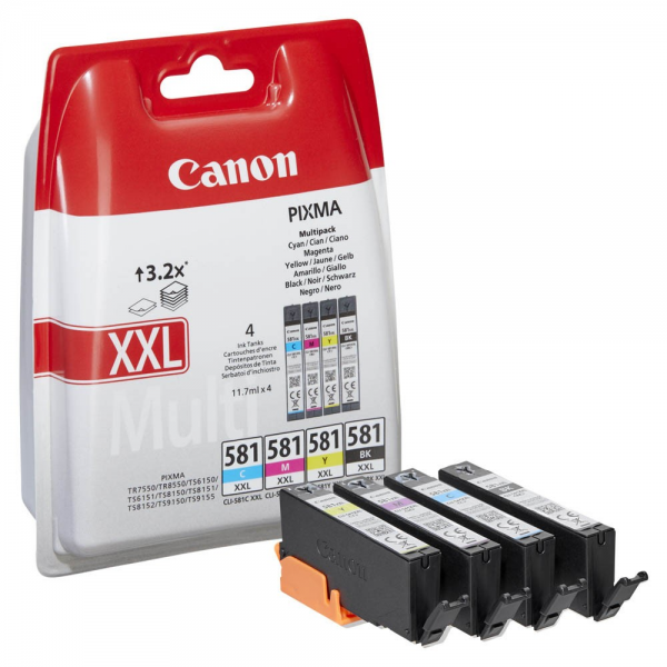 Canon Tinte Multipack CLI-581 XXL für PIXMA TR7550 TR8550 TS6150 TS6151 TS6250 TS6251 1998C005