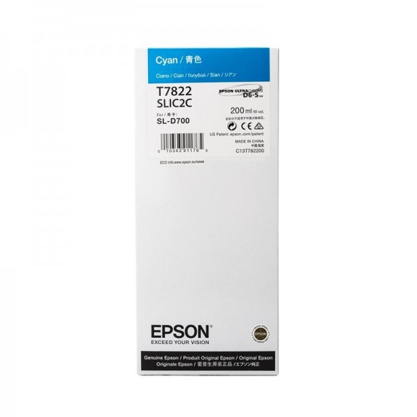 Epson T7822 Tinte Cyan für Epson SureLab SL-D 700 C13T782200