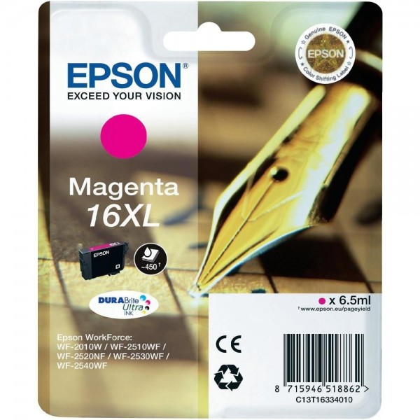 Epson Tintenpatrone 16XL Magenta für WF-2010W WF-2510WF WF-2520NF WF-2530WF WF-2540WF 2630WF 2650WF