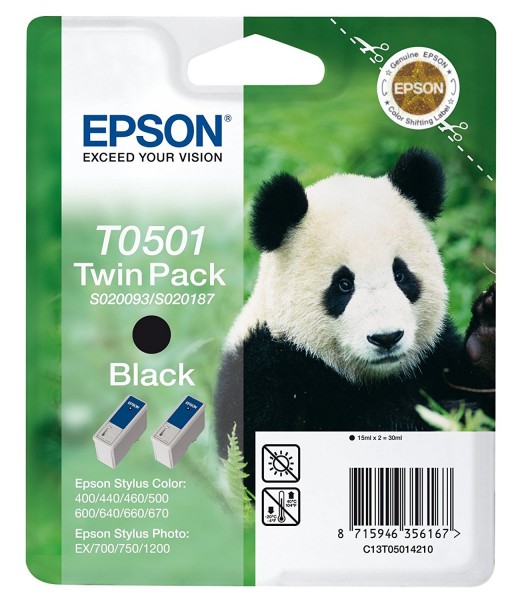 Epson Tintenpatrone T0501 Black Doppelpack für Stylus Color 400 440 460 500 600 640