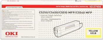 OKI Toner Yellow C5250 C5450 C5450N C5510MFP C5540MFP High Capacity 42127454