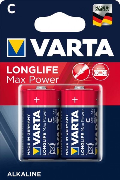 Varta 4714 Longlife Max Power C 1,5 V Baby Batterie 2er Blister