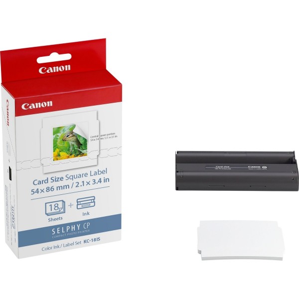 Canon KC-18IS Papier + Tinte für Selphy CP910 CP1000 5,33x8,64cm 2.1x3.4Zoll 18 Blätter