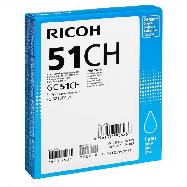 Ricoh Tintenpatrone GC 51CH cyan 405863 für Ricoh SG 3210DNw