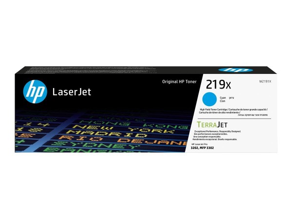 HP 219X Toner Cyan HP Color LaserJet Pro 3202dn HP Color LaserJet Pro MFP 3302fdn W2191X
