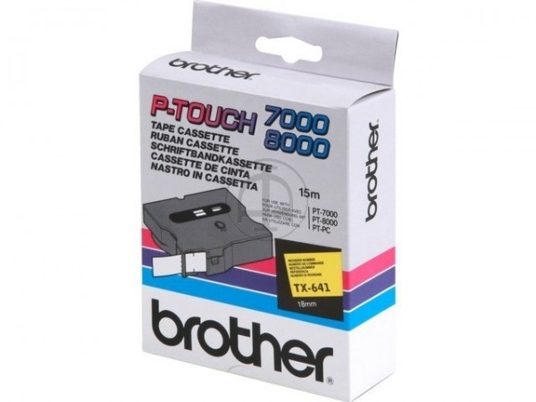 Brother TX641 P-TOUCH 18mm Schwarz auf Gelb 15m laminated