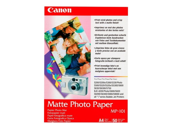 Canon MP-101 matte Fotopapier 170g/m² A4 50 Blatt 1er-Pack Schnell trocknende Fotos
