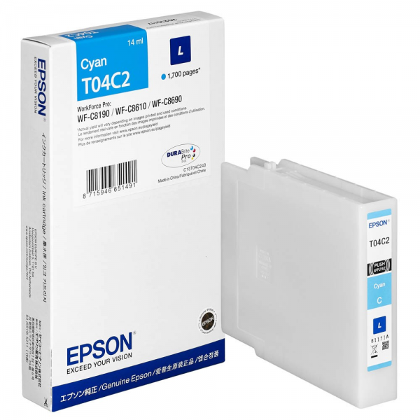 Epson T04C240 Tinte L cyan WorkForce Pro WF-C8190 WF-C8610 C8690DWF C13T04C240