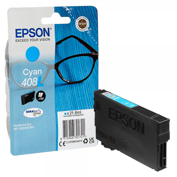 EPSON Singlepack Cyan 408L DURABrite Ultra Ink Brille Epson WorkForce Pro WF-C4810DTWF