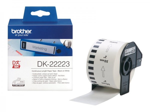 Brother P-Touch DK-22223 50 mm x 30.5 m Endlosetiketten schwarz auf weiß