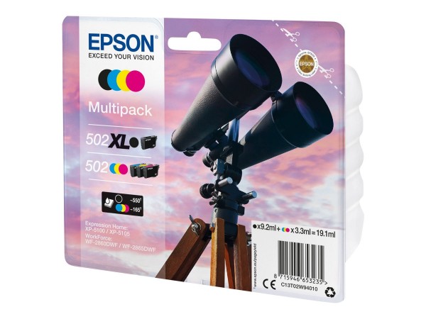 Epson 502XL Tinte Multipack C13T02W94020 Expression Home XP-5100 XP-5105 WorkForce WF-2860DWF