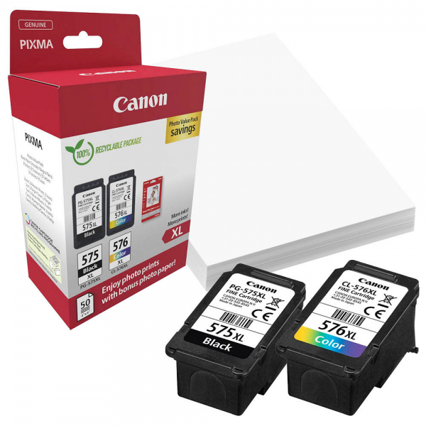 Canon PG-575XL/CL-576XL CMYK Photo Paper Canon PIXMA R4750i TR4751i TS3550i TS3551i