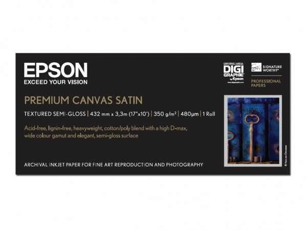 EPSON S041858 Premier Art Water Resistant Canvas Inkjet 350g/m² 432mm x 3m 1 Rolle