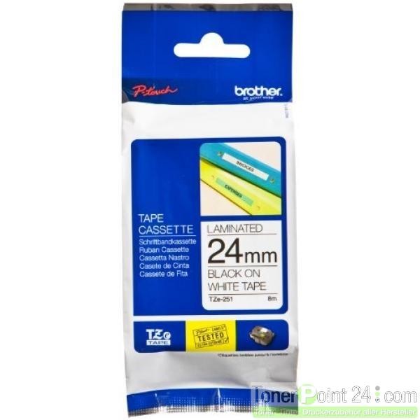 Brother TZE251 PTouch schwarz auf weiss 24mm
