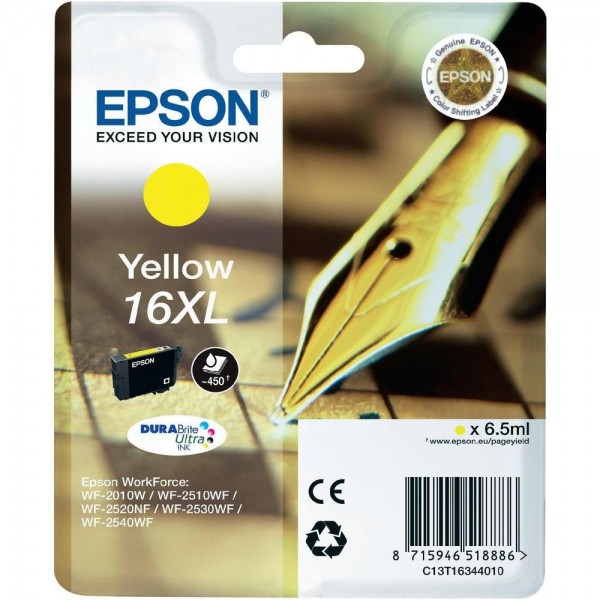 Epson Tintenpatrone 16XL Yellow für WF-2010W WF-2510WF WF-2520NF WF-2530WF WF-2540WF 2630WF 2650WF 2