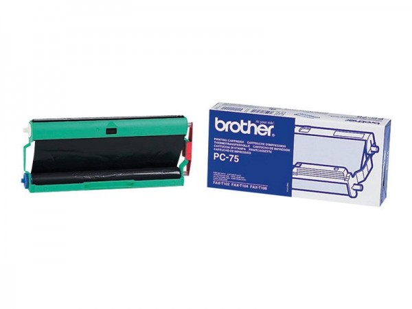 BROTHER PC-75 Farbbandkassette schwarz FAX-T102 T104 T106 144 Seiten 1er-Pack Original