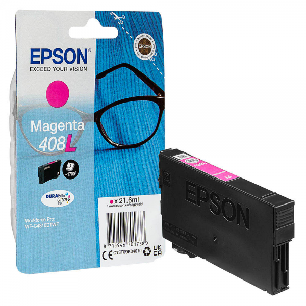 EPSON Singlepack Magenta 408L DURABrite Ultra Ink Brille Epson WorkForce Pro WF-C4810DTWF
