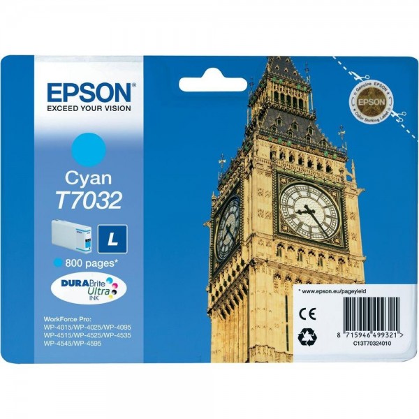 Epson Tintenpatrone T7032 Cyan L für WorkForce Pro WP-4015 WP-4025 WP-4095