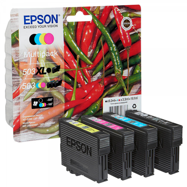EPSON 503XL Tinte Chilli Multipack CMYK T09R94 Epson XP-5200 XP-5205 WorkForce WF-2960 WF-2965