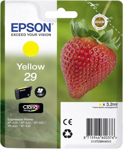 Epson Tinte Erdbeere 29 Yellow Claria Home Singlepack XP-235 XP-332 XP-345 XP-432