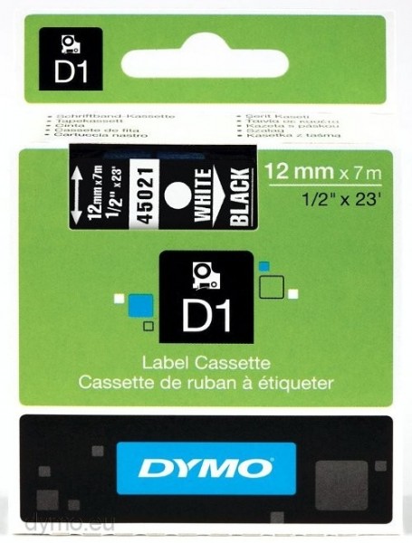 Dymo Schriftband 12mm x 7m weiss auf schwarz S0720610