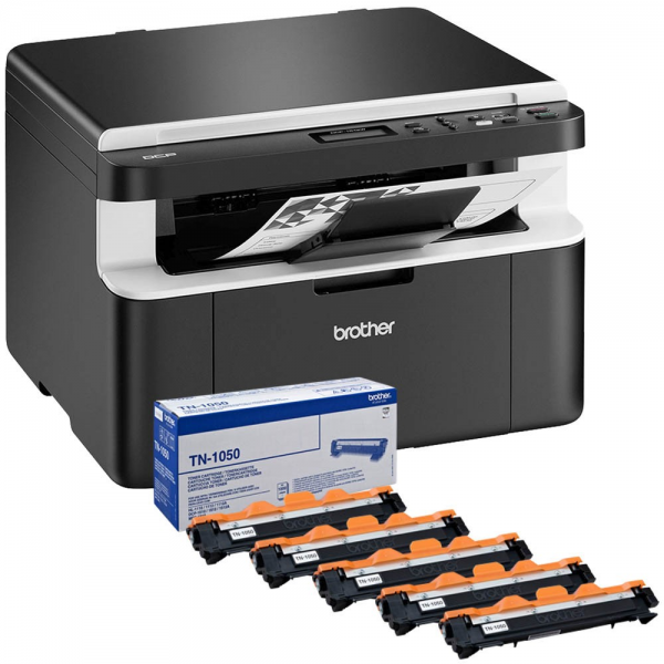 Brother DCP-1612W Value Bundle incl. 5 x TN-1050 Multifunktionsdrucker Mono A4